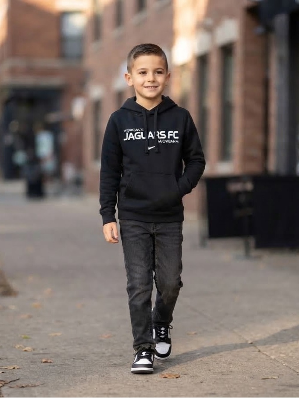 Nike Black Kids Hooded Sweatshirt with White Logo